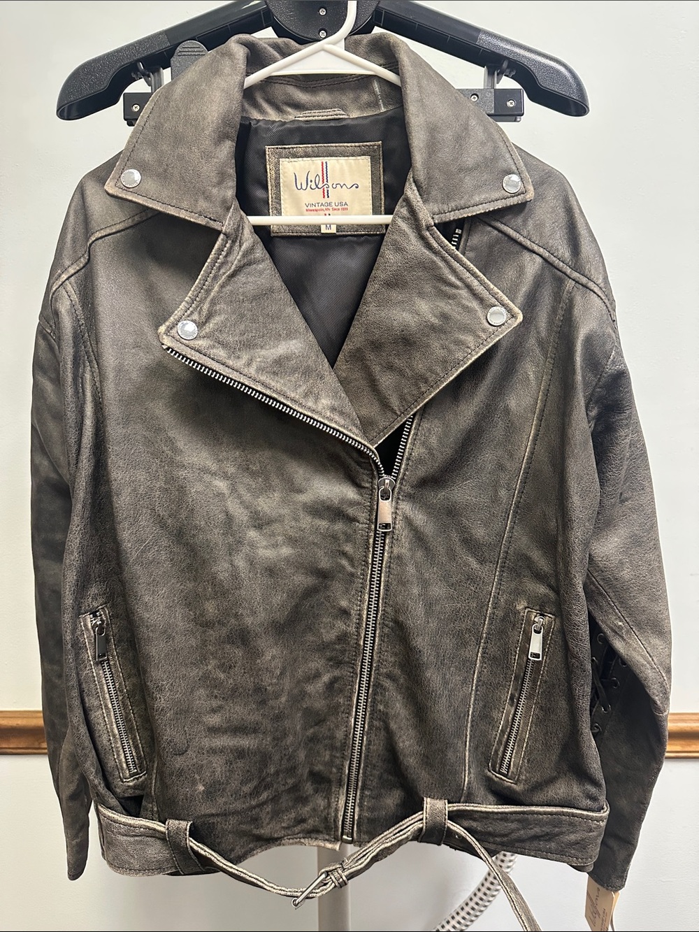 Gray-Brown Suede Motorcycle Jacket